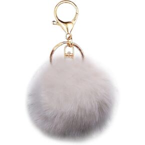 jtkdxqs Pom Pom Keychain Soft Artificial Rabbit Fur Plush Fluffy Ball Key Ring for Women Girls in Saudi Arabia