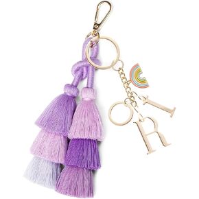 I-BOSOM Colorful Keychains Boho Pom Pom Tassel Bag Decorations Charm Wristlet Bracelet Keyring for Women