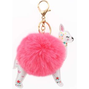 سلسلة مفاتيح REAL SIC Alpaca/Llama Pom Pom - سحر غامض من الفرو الصناعي للنساء والفتيات