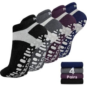 Muezna Non Slip Yoga Socks for Women, Anti-Skid Pilates, Barre, Hospital Socks with Grips, Size 5-10