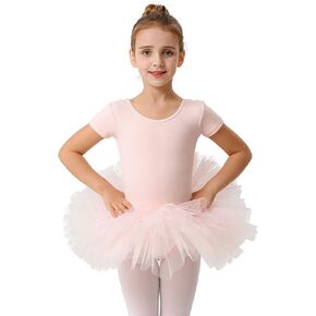 MdnMd Short Sleeve Glitter Dance Ballet Tutu Leotard Ballerina Outfit for Girls Toddler in Saudi Arabia