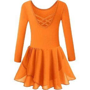 DANSHOW Girls’ Ballet Dance Leotards with Flutter Sleeve Petal Skirt and Bowknot Back