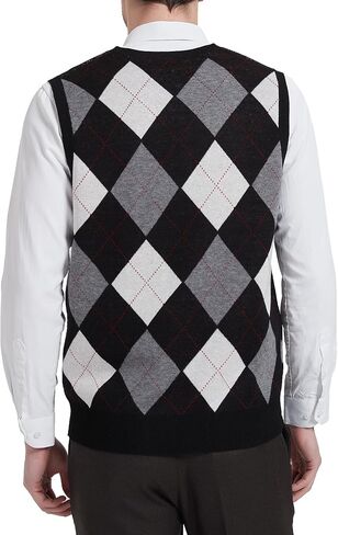 سترة Kallspin الرجالية Argyle Vest من الصوف المخلوط برقبة على شكل حرف V بدون أكمام in Kuwait