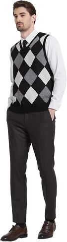 سترة Kallspin الرجالية Argyle Vest من الصوف المخلوط برقبة على شكل حرف V بدون أكمام in Kuwait