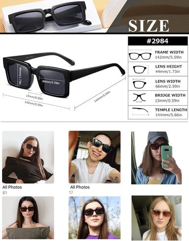 TIANYESY نظارات شمسية للنساء تصميم كلاسيكي بسيط موضة UV400 نظارات شمسية مربعة للجنسين TY2984 in Kuwait