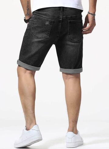 JMIERR Mens Shorts Casual Denim Stretch Slim Fit Washed Distressed Rolled Ripped Jean Shorts for Men in Saudi Arabia