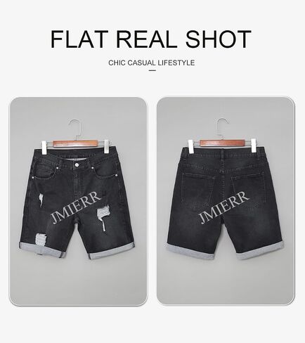 JMIERR Mens Shorts Casual Denim Stretch Slim Fit Washed Distressed Rolled Ripped Jean Shorts for Men in Saudi Arabia