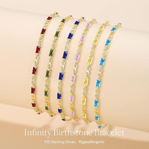 CDE 925 Sterling Silver Birthstone Bracelets for Women Infinity Symbol Dainty Simple Women Charm Link Bracelet Birthday Jewelry Anniversary Graduation Gifts for Her Girls Mom Wife in Kuwait