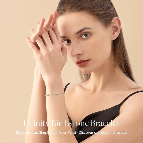 CDE 925 Sterling Silver Birthstone Bracelets for Women Infinity Symbol Dainty Simple Women Charm Link Bracelet Birthday Jewelry Anniversary Graduation Gifts for Her Girls Mom Wife in Kuwait