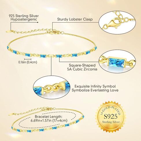 CDE 925 Sterling Silver Birthstone Bracelets for Women Infinity Symbol Dainty Simple Women Charm Link Bracelet Birthday Jewelry Anniversary Graduation Gifts for Her Girls Mom Wife in Kuwait