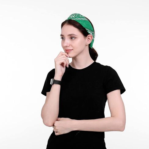 مناديل قطنية مقاس 55.88 سم × 55.88 سم للرجال والنساء من باسيل كاوبوي باندانا للشعر in Saudi Arabia