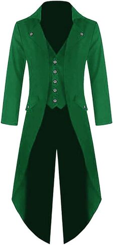 Makkrom Mens Steampunk Gothic Jacket Victorian Tailcoat Vintage Halloween Costume Tuxedo Coat Uniform in Kuwait