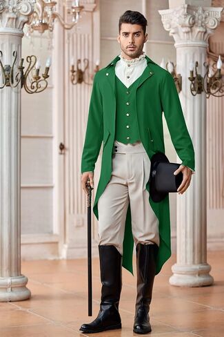 Makkrom Mens Steampunk Gothic Jacket Victorian Tailcoat Vintage Halloween Costume Tuxedo Coat Uniform in Kuwait