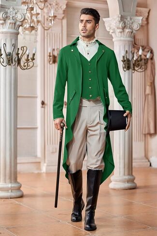 Makkrom Mens Steampunk Gothic Jacket Victorian Tailcoat Vintage Halloween Costume Tuxedo Coat Uniform in Kuwait