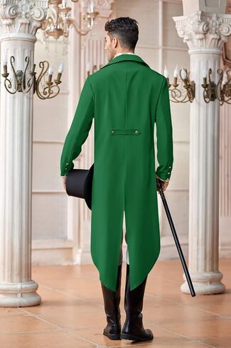 Makkrom Mens Steampunk Gothic Jacket Victorian Tailcoat Vintage Halloween Costume Tuxedo Coat Uniform in Kuwait