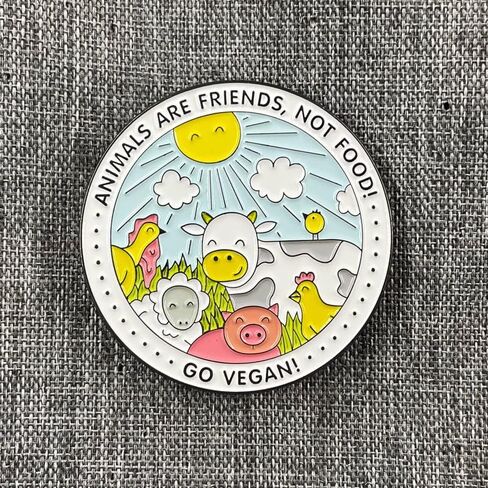 Animals are Friends not Food Enamel Pin Brooch for Vegetarian weight loss vegetable hobby Lovely badge for backpack in Saudi Arabia