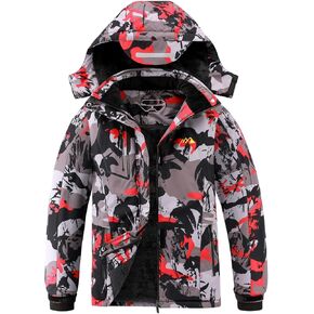 Lonthanly Kid's Ski Jacket Waterproof Winter Coat Boy's and Girl's Fleece Snowboarding Jackets with Detachable Hood