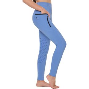 BALEAF Girls Horse Riding Pants Kids Equestrian Breeches Belt Loops Knee-Patch Youth Schooling Tights Zipper Pocket