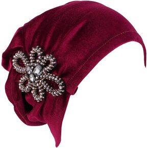 XIAOBLESS Velvet Turban Hats for Women Twist Flower Accessories Headwrap Caps Solid Color Chemo Headwear for Cancer