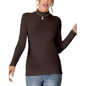 UNTYHOTS Women's Sleeveless Long Sleeves Mock Turtleneck Top Basic Stretch Fitting Pullover Lightweight Slim Shirt in Saudi Arabia