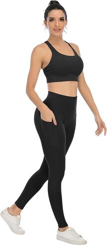 YOUNGCHARM 4 Pack Leggings with Pockets for Women,High Waist Tummy Control Workout Yoga Pants in Saudi Arabia