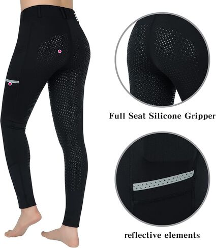 SPOEAR Horse Riding Pants Equestrian Girls Full Seat Silicone Breeches Kids Pull-On Horseback Riding Tights Pockets in Kuwait