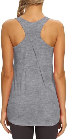 Mippo Womens Long Workout Tops Racerback Athletic Yoga Gym Tank Top Sports Tennis Shirt in Kuwait