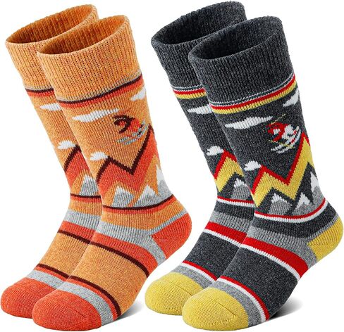unenow Kids Knee-high Merino Wool Ski Socks 2 Pairs for Snowboarding Winter | Moisture-Wicking, Cushioning, Boys and Girls Thermal Warm Socks for Skiing, Skating, Hiking, Winter Cold Weather in Saudi Arabia