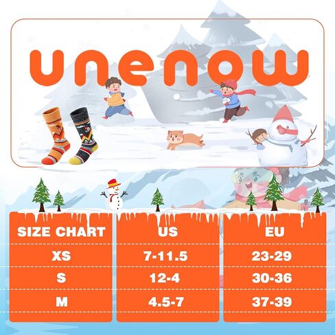 unenow Kids Knee-high Merino Wool Ski Socks 2 Pairs for Snowboarding Winter | Moisture-Wicking, Cushioning, Boys and Girls Thermal Warm Socks for Skiing, Skating, Hiking, Winter Cold Weather in Saudi Arabia