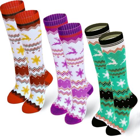 Ski Socks Kids 3 Pairs Warm Winter Snow Socks for Boys Girls Child Youth Skiing Snowboard Socks for 4-15 Year Old Children in Saudi Arabia