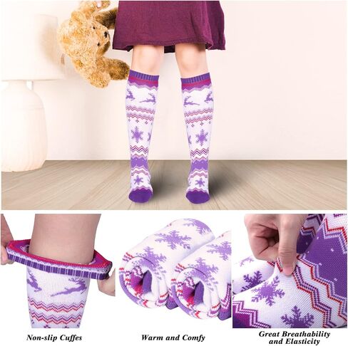 Ski Socks Kids 3 Pairs Warm Winter Snow Socks for Boys Girls Child Youth Skiing Snowboard Socks for 4-15 Year Old Children in Saudi Arabia