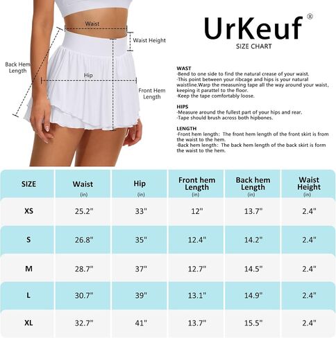 UrKeuf Women's Athletic Tennis Skirts with Pockets 13in Ruffle Golf Running Workout Ice Silk Flowy Skorts with Sports Shorts in Kuwait