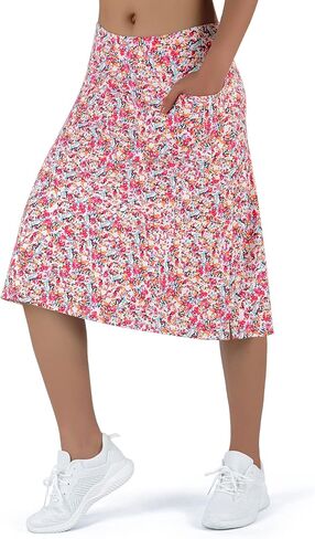 Women's Midi Length Skorts Skirts with 3 Pockets Modest Skirts Women's 24" Knee Length Skort in Kuwait