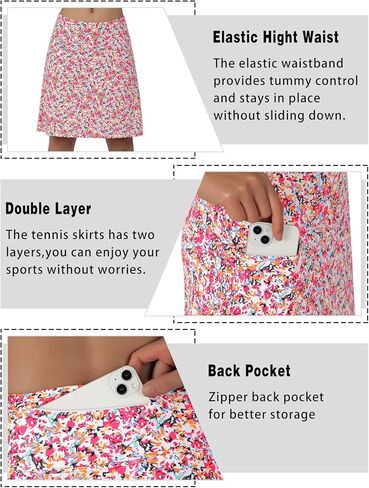 Women's Midi Length Skorts Skirts with 3 Pockets Modest Skirts Women's 24" Knee Length Skort in Kuwait