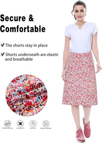 Women's Midi Length Skorts Skirts with 3 Pockets Modest Skirts Women's 24" Knee Length Skort in Kuwait