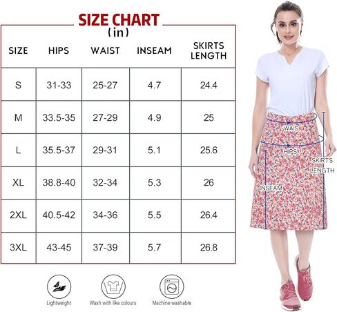Women's Midi Length Skorts Skirts with 3 Pockets Modest Skirts Women's 24" Knee Length Skort in Kuwait