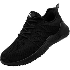 Tinefiy Steel Toe Shoes for Women Lightweight Comfortable Slip Resistant Safety Work Sneakers Cushion Puncture Proof Shoes Indestructible Shoe