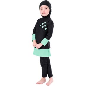 Islamic Swimsuit for Girls 2-Piece Full Cover Hijab Top Burkini Pants Modest Muslim Swimwear Beachwear Bathing Suit