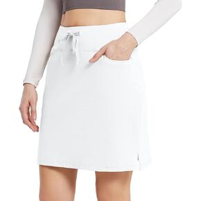 BALEAF Women's Skorts Skirts 20" Knee Length Cotton Casual High Waist Drawstring Modest Golf Skort with Pocket