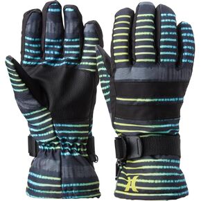 Hurley Men's Snow Gloves - Block Party Water Resistant Thermal Ski Gloves