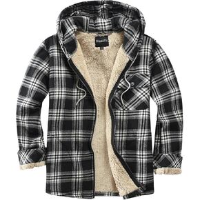 Elesuit Men's Full Zip Fleece Flannel Jackets Shirt Plaid Cotton Hoodies Soft Warm Coat for Men with Hood in Saudi Arabia