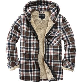 Elesuit Men's Full Zip Fleece Flannel Jackets Shirt Plaid Cotton Hoodies Soft Warm Coat for Men with Hood in Saudi Arabia