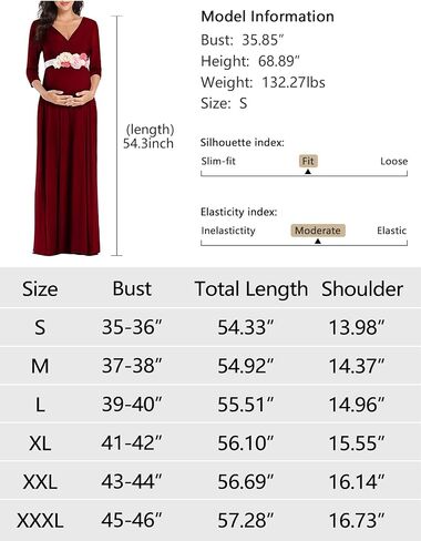 KIM S Maternity Maxi Dress for Baby Shower and Photoshoot | V neck, Empire waist, Flowy A line fit, Sizes S-3XL in Saudi Arabia
