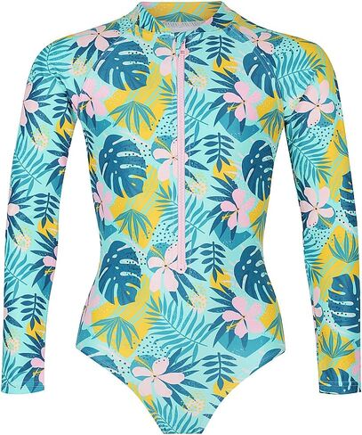 Tame the Sun Long Sleeve Swimsuit for Girls, UPF 50+, Ages 3-12 - Frills, One Piece Rash Guard Girls Bathing Suit in Kuwait