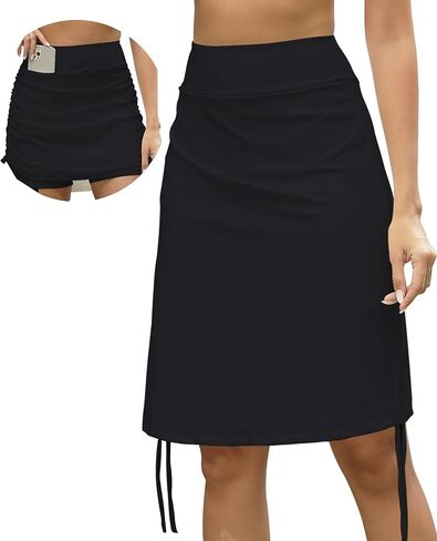 Cakulo متواضعة طول الركبة السباحة الصيف عارضة Skorts التنانير للنساء أزياء رياضية تنس جولف 20 "جيب تنورة in Kuwait