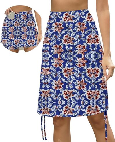 Cakulo متواضعة طول الركبة السباحة الصيف عارضة Skorts التنانير للنساء أزياء رياضية تنس جولف 20 "جيب تنورة in Kuwait
