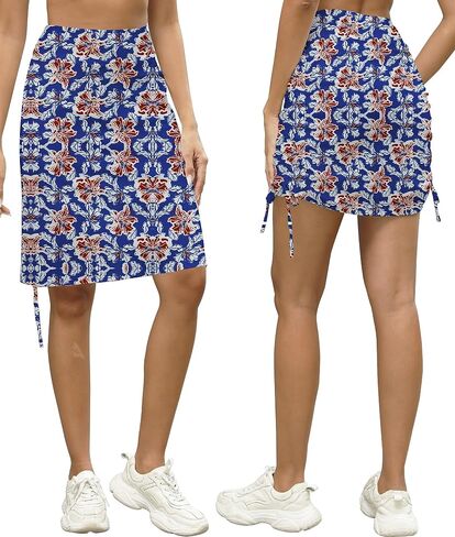 Cakulo متواضعة طول الركبة السباحة الصيف عارضة Skorts التنانير للنساء أزياء رياضية تنس جولف 20 "جيب تنورة in Kuwait
