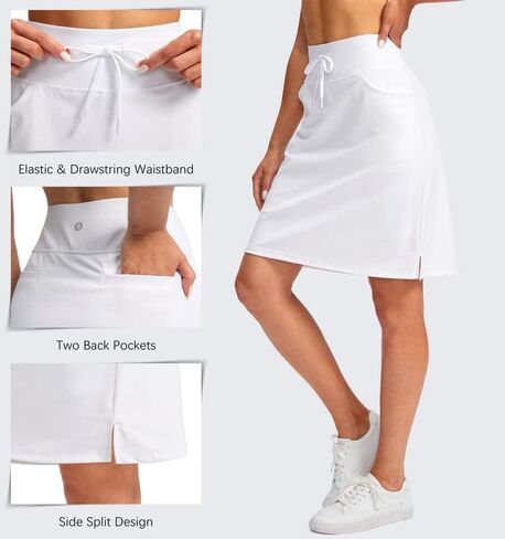 SANTINY Women's 20'' Knee Length Skorts Skirts 6 Pockets High Waisted Drawstring Long Athletic Tennis Golf Skirt Women in Kuwait