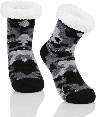 Century Star Girls Slipper Socks with Grippers for Kids Warm Fleece Lined Fuzzy Socks Boys Winter Christmas Cute Animal Socks in Kuwait
