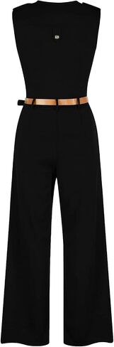 Pink Queen Women's Button Up Printed Long Wide Leg Pant Party Jumpsuits with Belt in Saudi Arabia